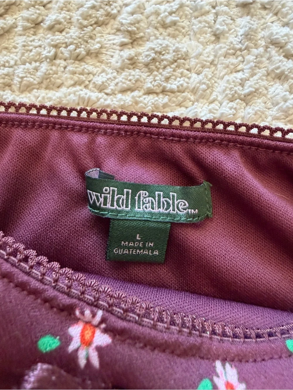 Wild Fable Burgundy Floral Double-Lined Mini Skirt Women’s Size Large - Picture 6 of 10